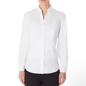 Point Collar Long Sleeve Button Front Cotton Shirt